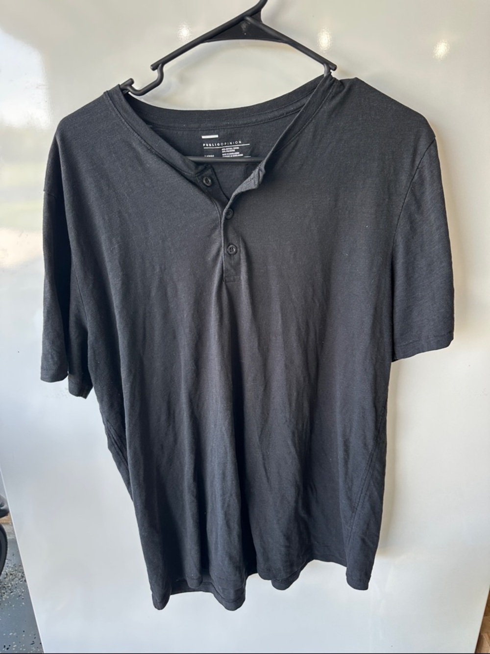Men's Black Henley Short-Sleeve Shirt